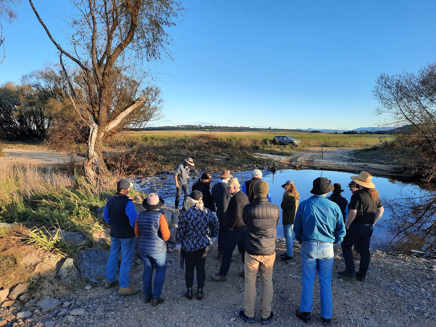  Visiting a leaky weir structure on Mulloon Creek. 